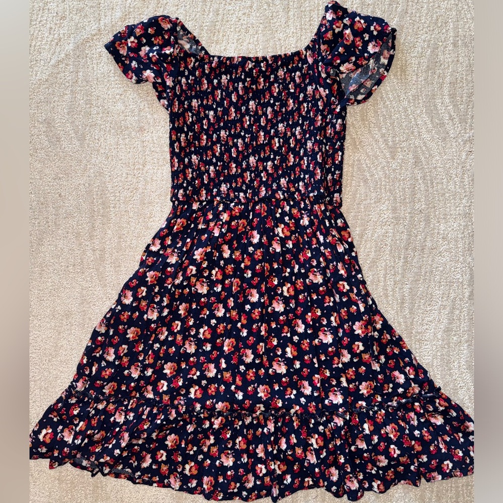 Navy blue floral dress